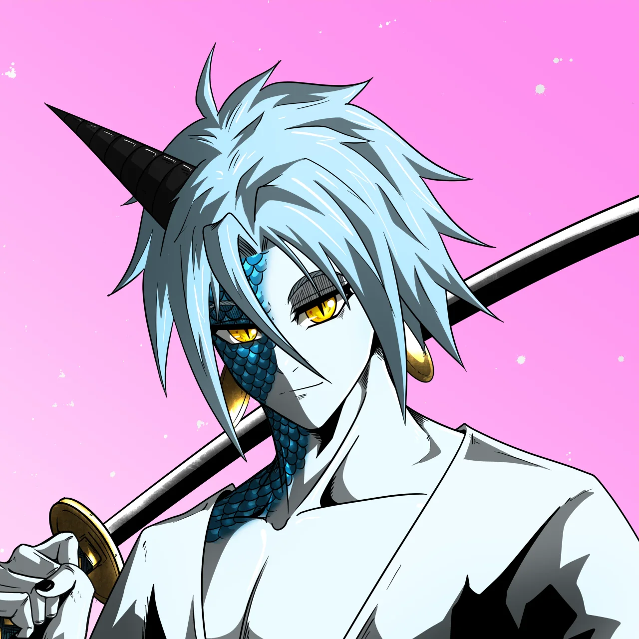 ALIEN #101. Alienzone digital collectible artwork. Eyes: Ryôshi; Hair: Anben; Mark: Shinrin.