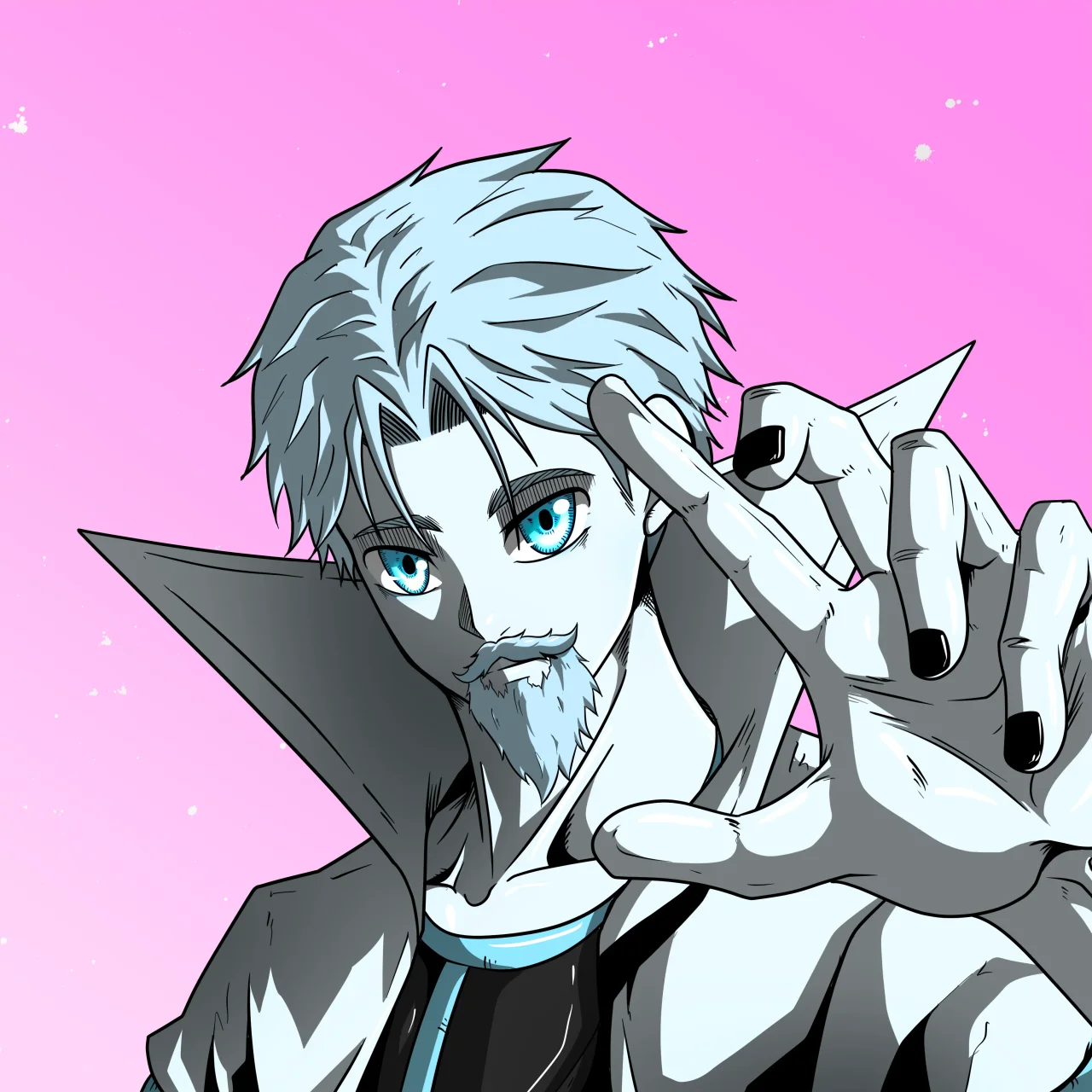 ALIEN #138. Illustration du NFT Alienzone. Eyes: Sêmoku; Hair: Ikemen; Mark: None.