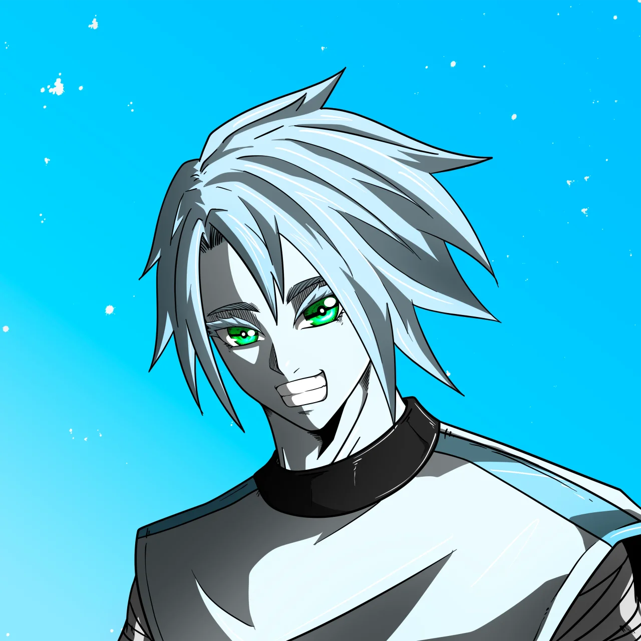 ALIEN #142. Alienzone digital collectible artwork. Eyes: Kôhaimoku; Hair: Bôshuku; Mark: None.