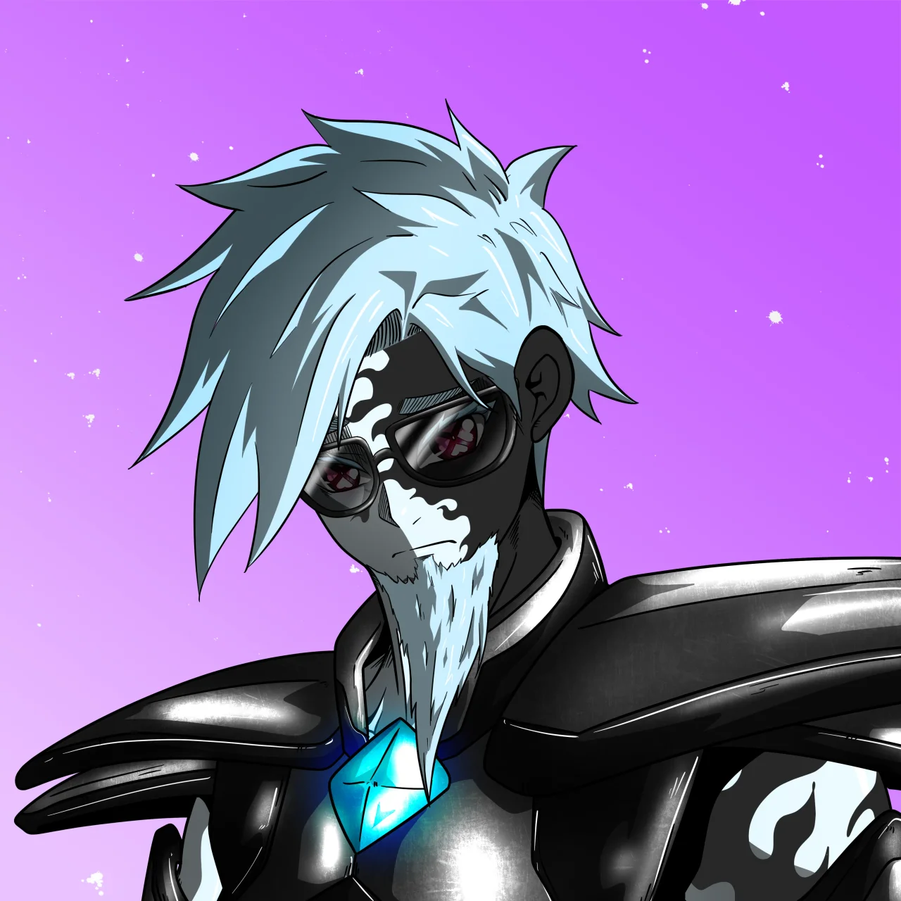 ALIEN #144. Alienzone digital collectible artwork. Eyes: Shinmoku; Hair: Migime; Mark: Bachiadari.