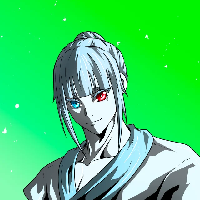 ALIEN #150. Alienzone digital collectible artwork. Eyes: Kôsaiishoku; Hair: Kêkan; Mark: None.