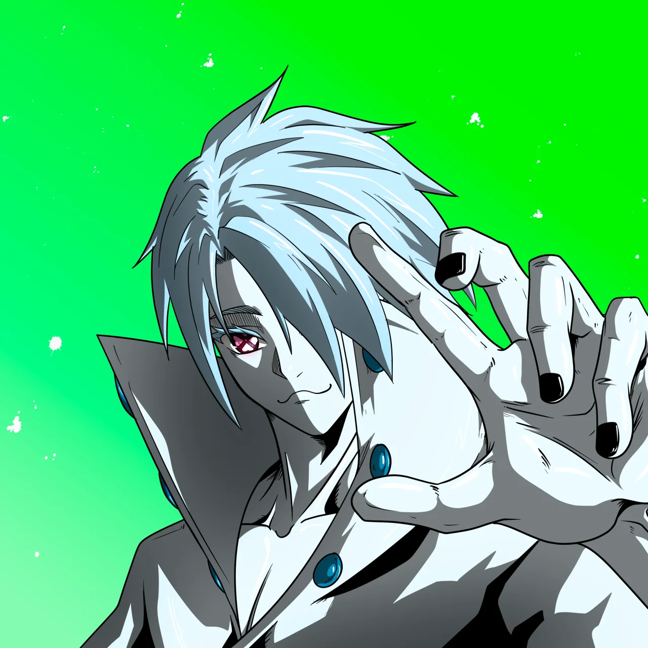 ALIEN #152. Illustration du NFT Alienzone. Eyes: Shinmoku; Hair: Hidarime; Mark: None.