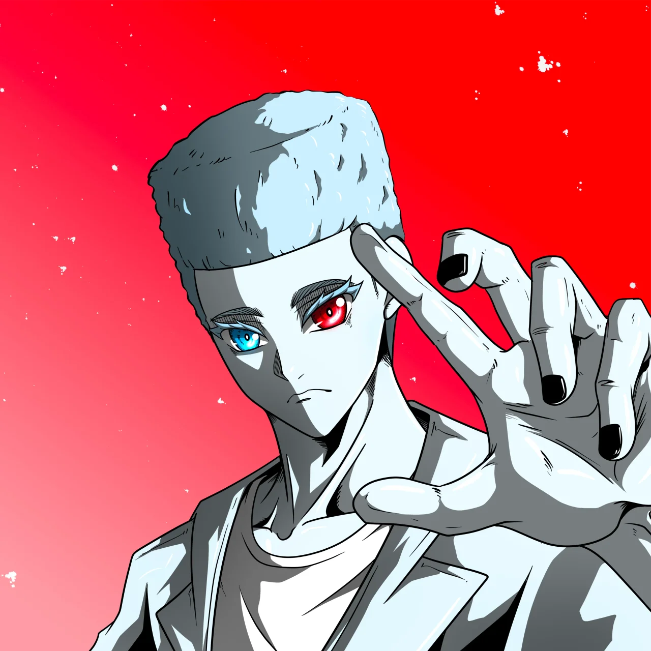 ALIEN #153. Alienzone digital collectible artwork. Eyes: Kôsaiishoku; Hair: Shikakui; Mark: None.