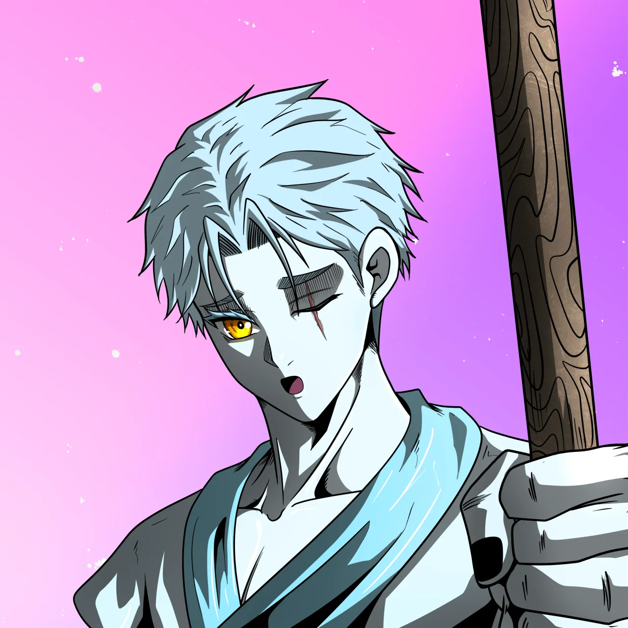 ALIEN #159. Illustration du NFT Alienzone. Eyes: Furukizu; Hair: Ikemen; Mark: None.