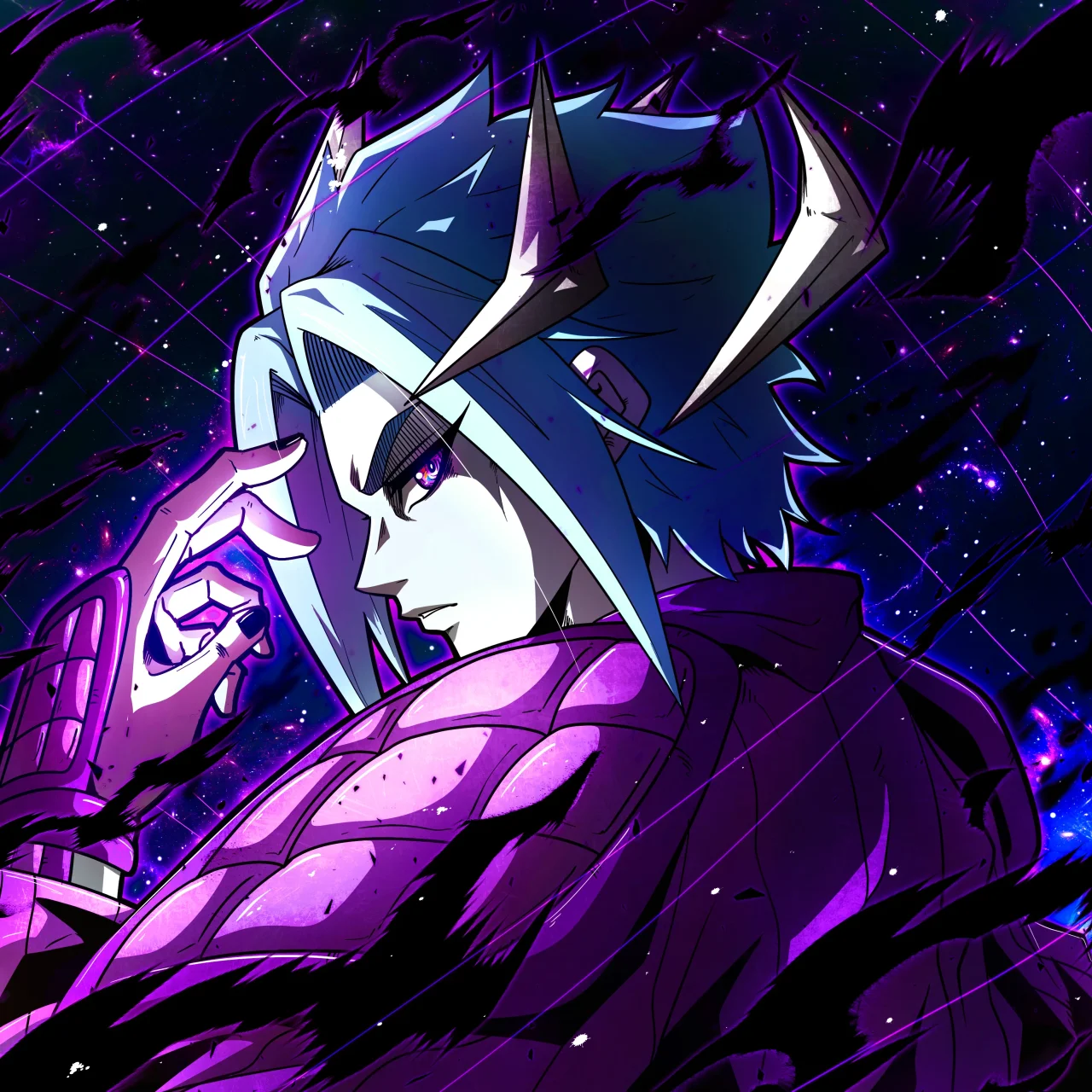ALIEN #162. Alienzone digital collectible artwork. Eyes: Murasakiiro no Me; Hair: Murasakiiro no Kami; Mark: Purple.