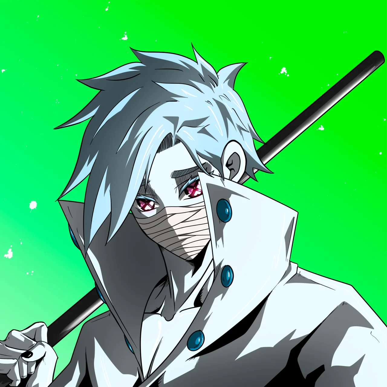 ALIEN #167. Illustration du NFT Alienzone. Eyes: Shinmoku; Hair: Migime; Mark: None.