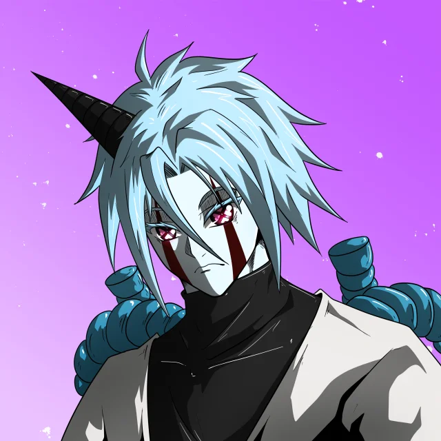 ALIEN #17. Alienzone digital collectible artwork. Eyes: Shinmoku; Hair: Anben; Mark: Yaban.