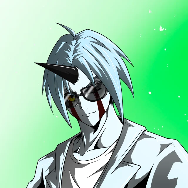 ALIEN #19. Alienzone digital collectible artwork. Eyes: Furukizu; Hair: Ikkakujû; Mark: Yaban.