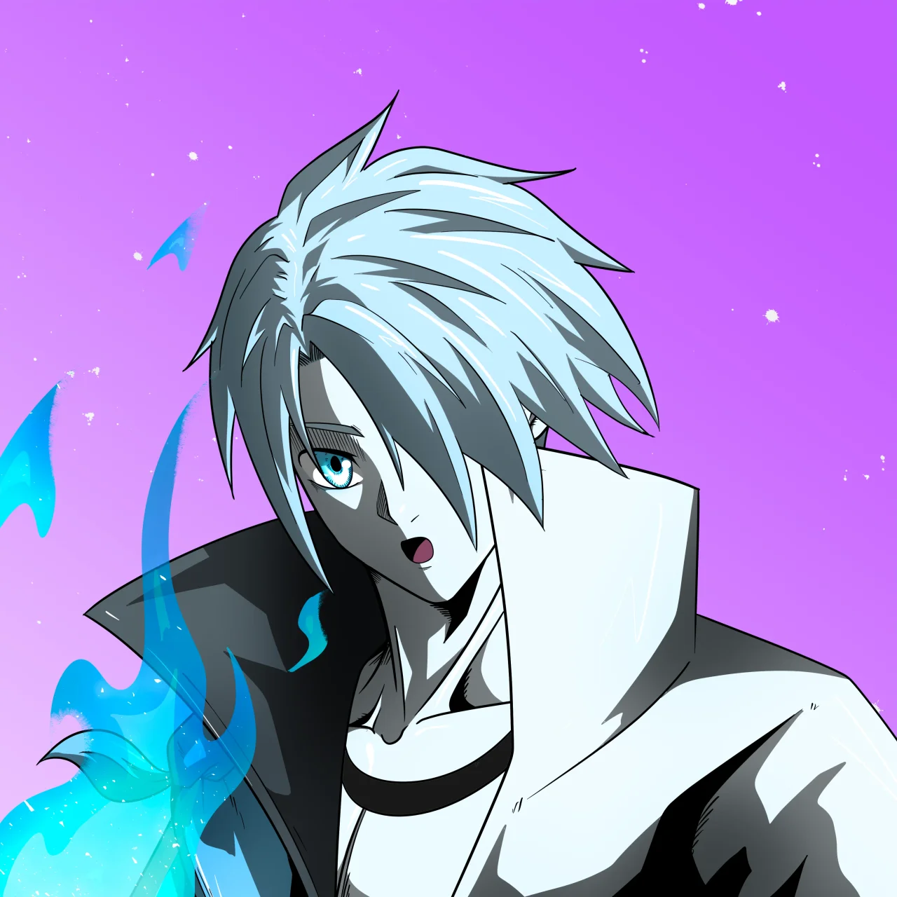 ALIEN #225. Illustration du NFT Alienzone. Eyes: Sêmoku; Hair: Hidarime; Mark: None.