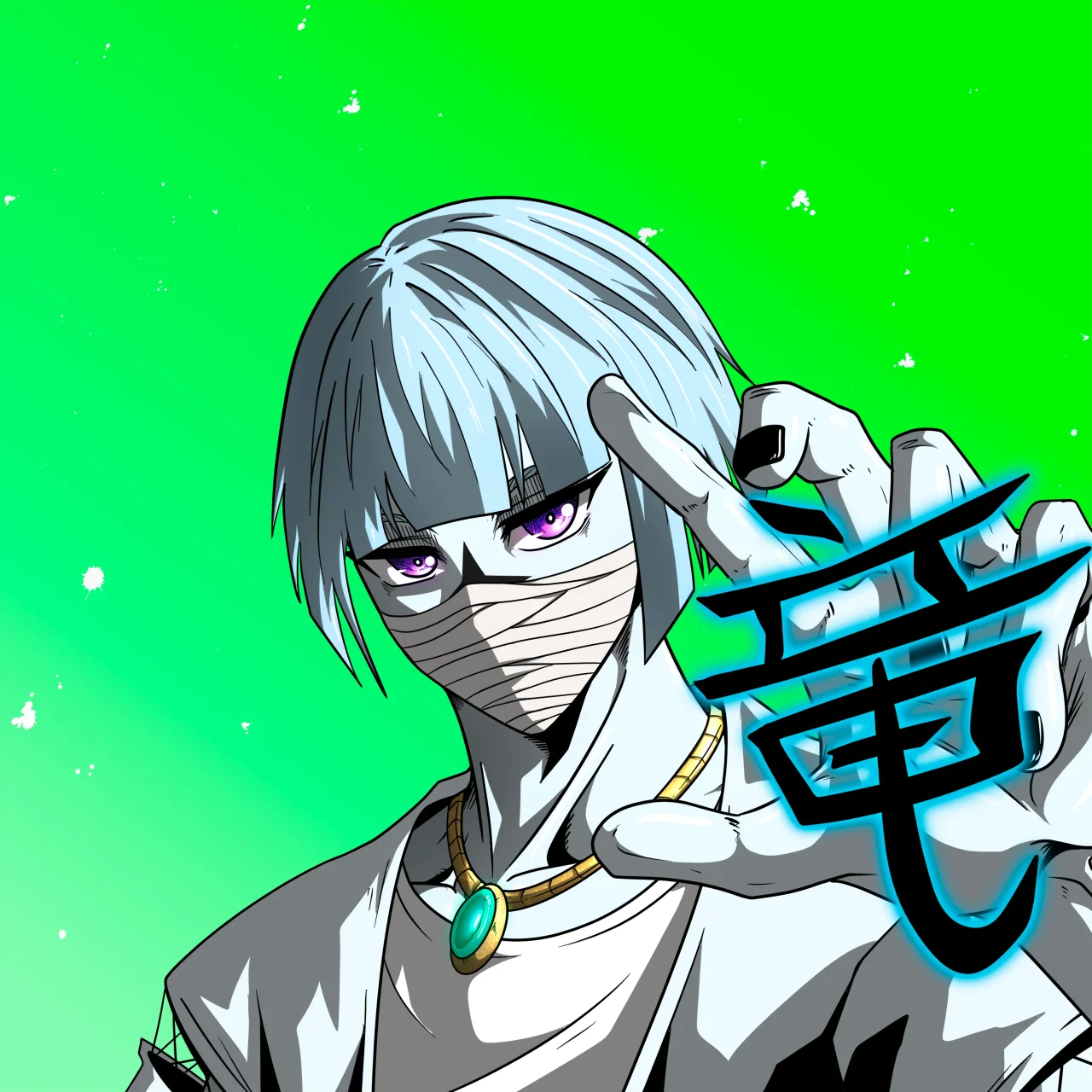ALIEN #235. Alienzone digital collectible artwork. Eyes: Futâime; Hair: Taregami; Mark: Seikoku.
