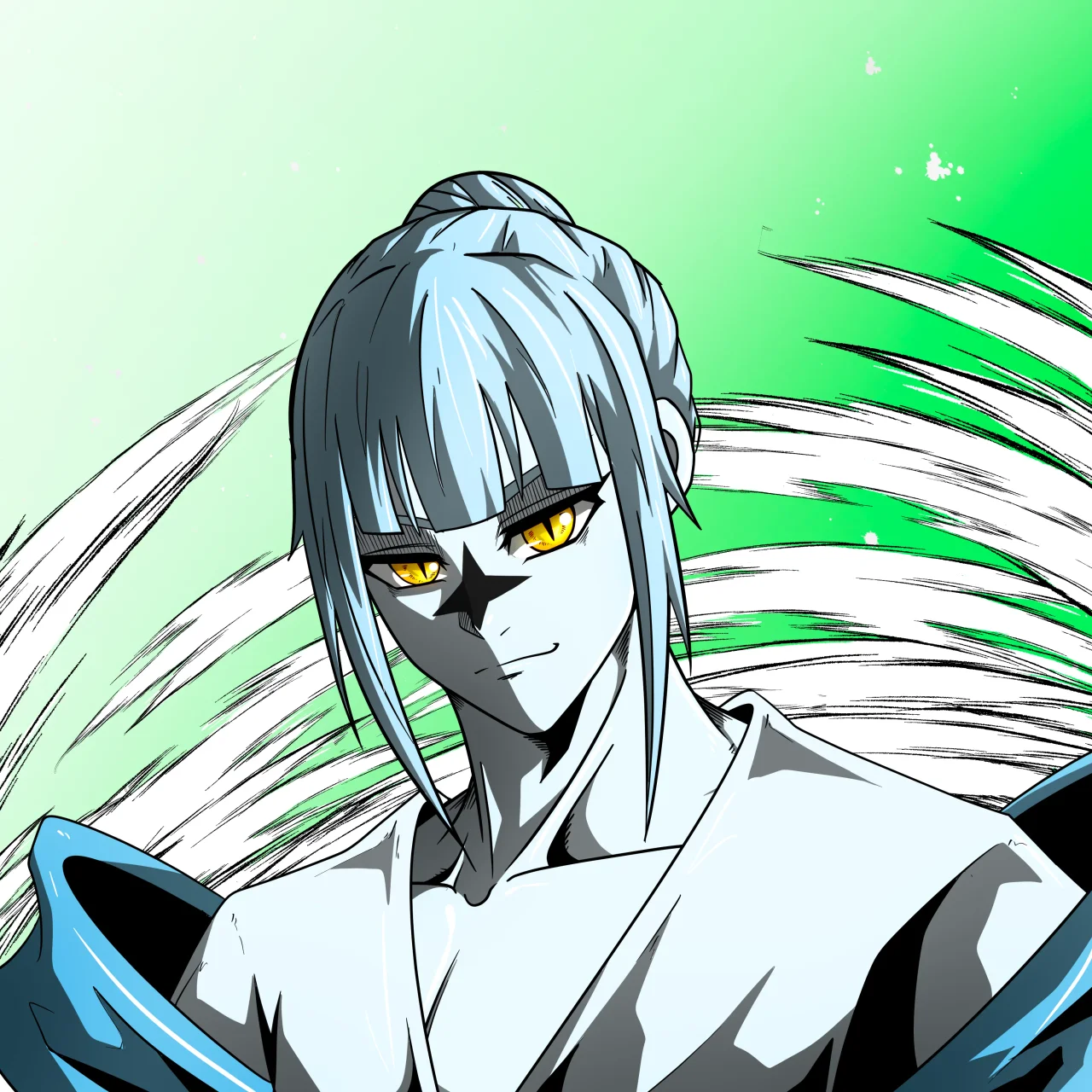 ALIEN #241. Alienzone digital collectible artwork. Eyes: Ryôshi; Hair: Kêkan; Mark: Seikoku.
