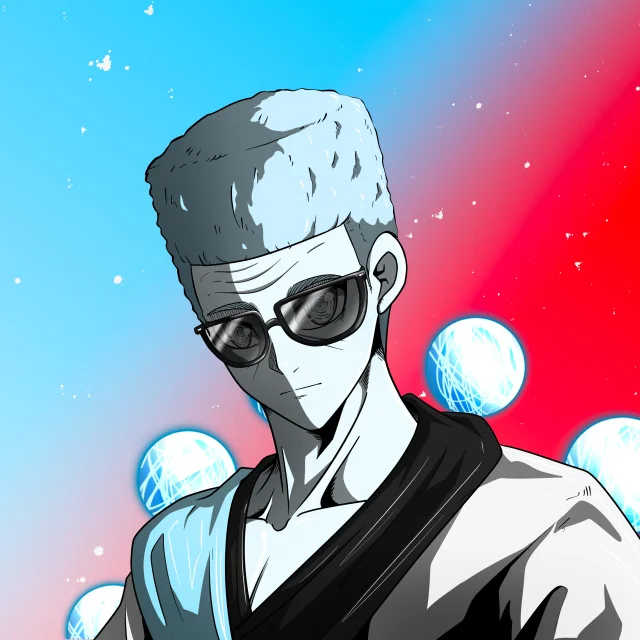ALIEN #243. Alienzone digital collectible artwork. Eyes: Konran; Hair: Shikakui; Mark: Senzo.