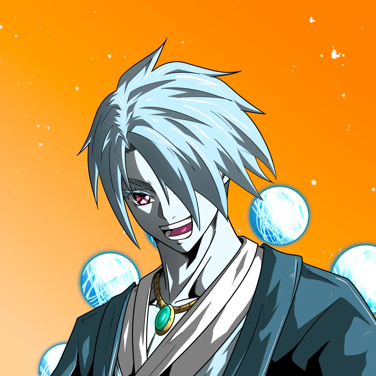 ALIEN #246. Illustration du NFT Alienzone. Eyes: Shinmoku; Hair: Hidarime; Mark: None.