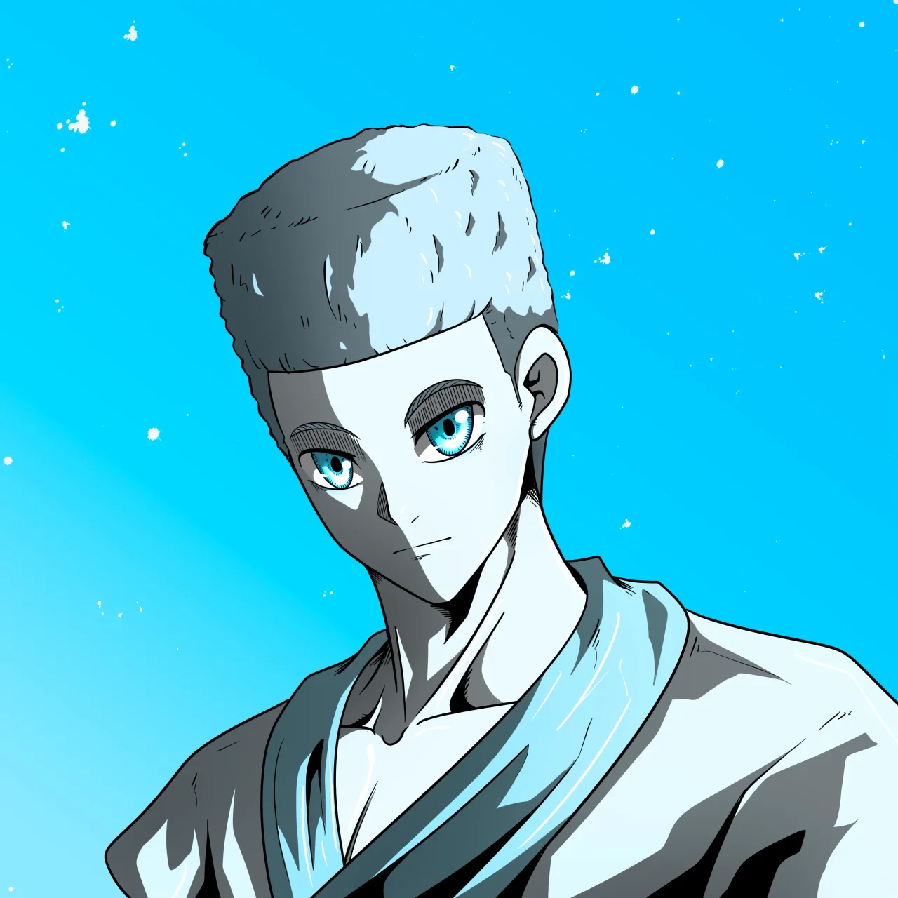 ALIEN #254. Alienzone digital collectible artwork. Eyes: Sêmoku; Hair: Shikakui; Mark: None.