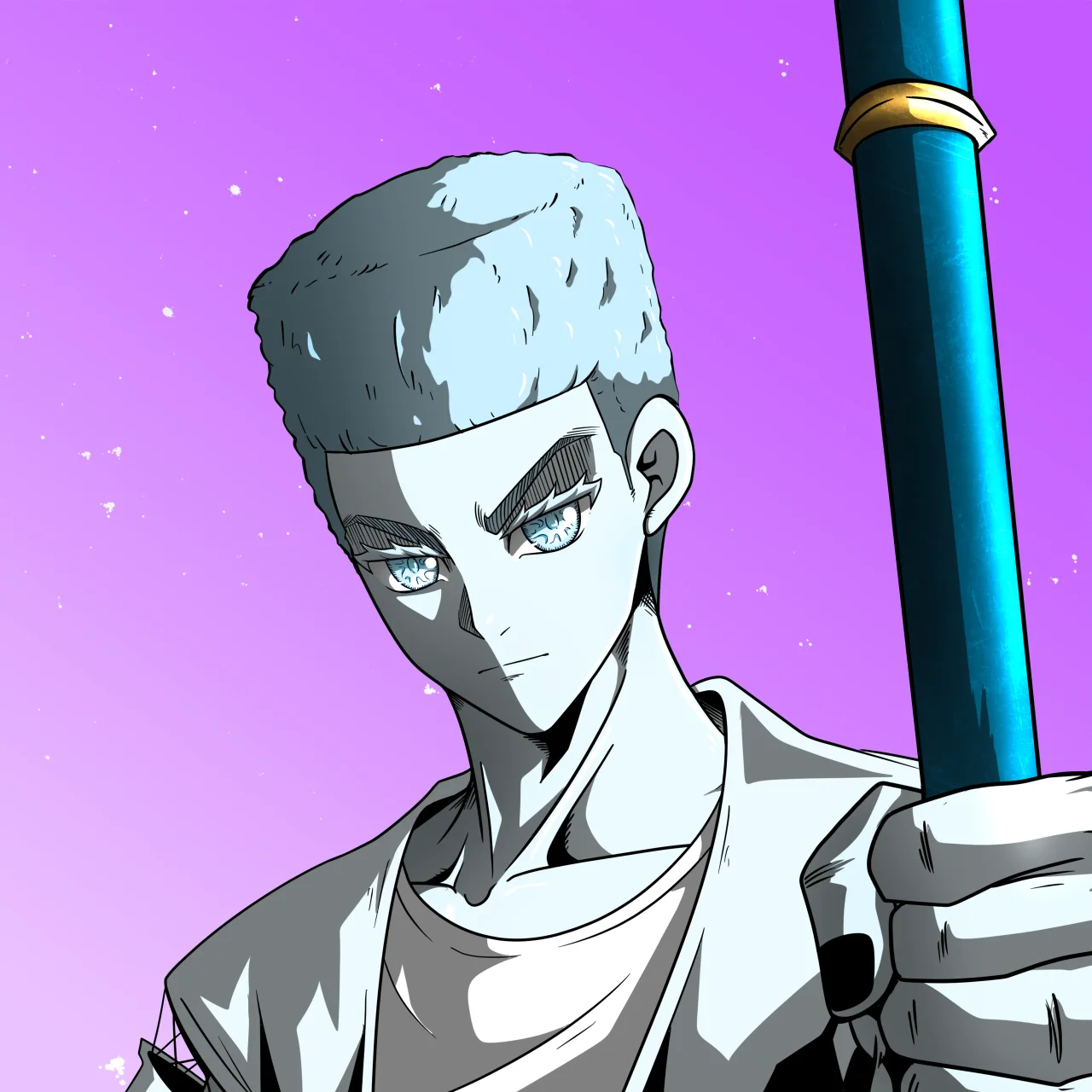ALIEN #264. Illustration du NFT Alienzone. Eyes: Jûtenteki; Hair: Shikakui; Mark: None.
