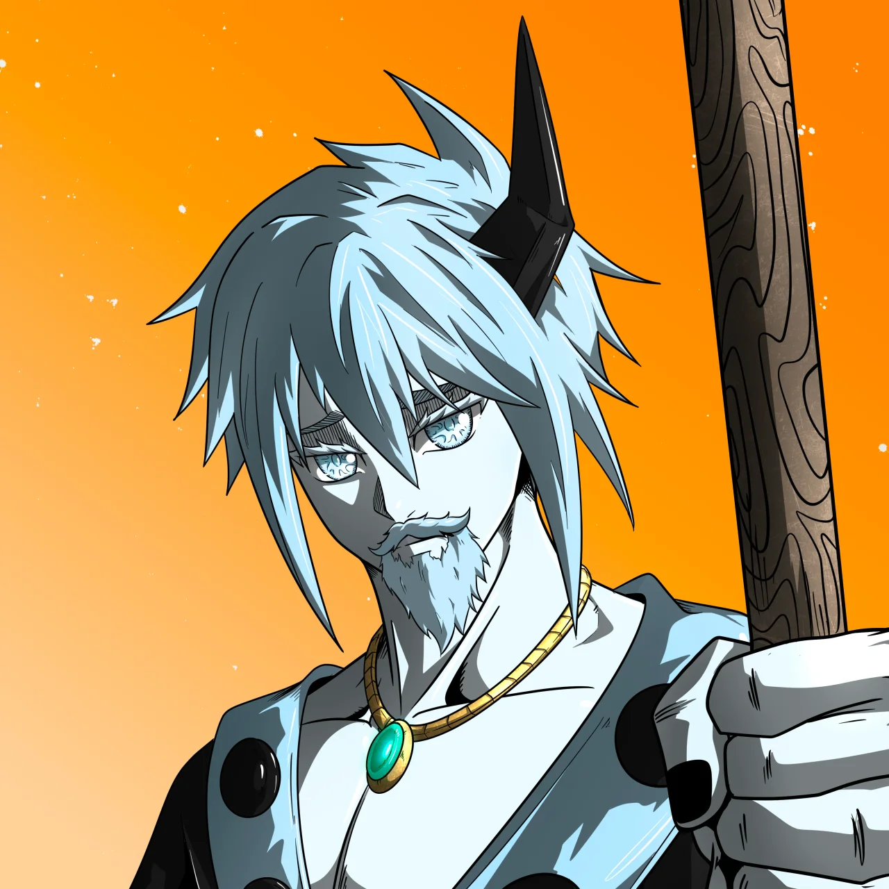 ALIEN #282. Illustration du NFT Alienzone. Eyes: Jûtenteki; Hair: Ôben; Mark: None.