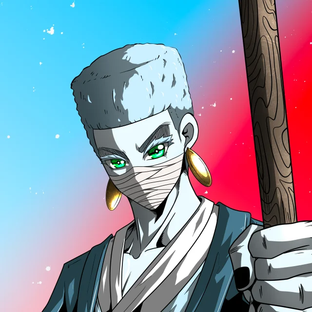 ALIEN #285. Alienzone digital collectible artwork. Eyes: Kôhaimoku; Hair: Shikakui; Mark: None.