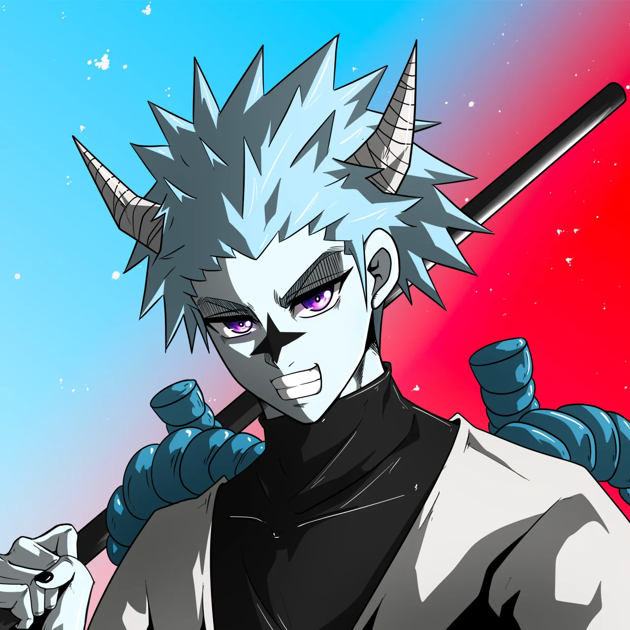 ALIEN #300. Alienzone digital collectible artwork. Eyes: Futâime; Hair: Hôkaben; Mark: Seikoku.