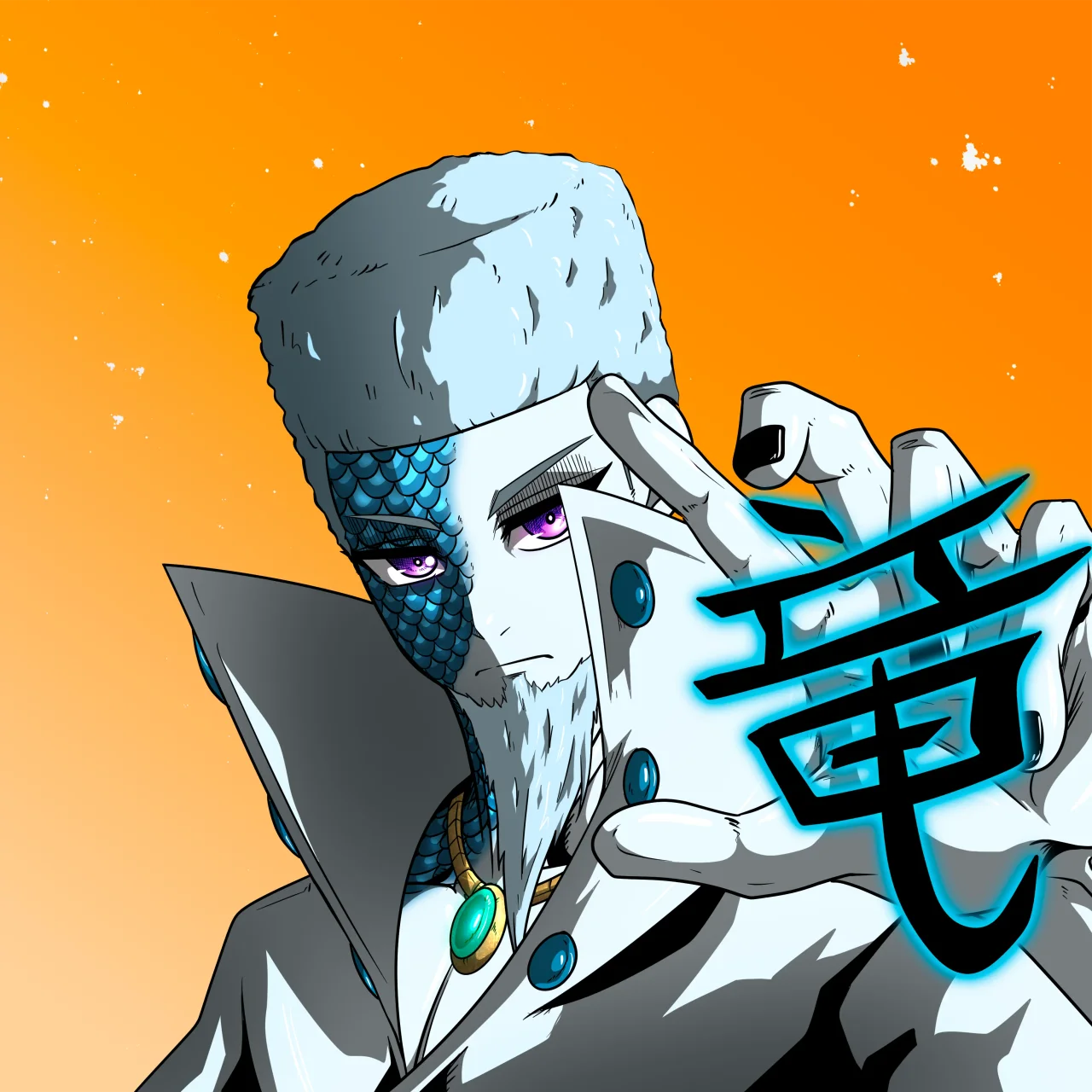 ALIEN #302. Illustration du NFT Alienzone. Eyes: Futâime; Hair: Shikakui; Mark: Shinrin.