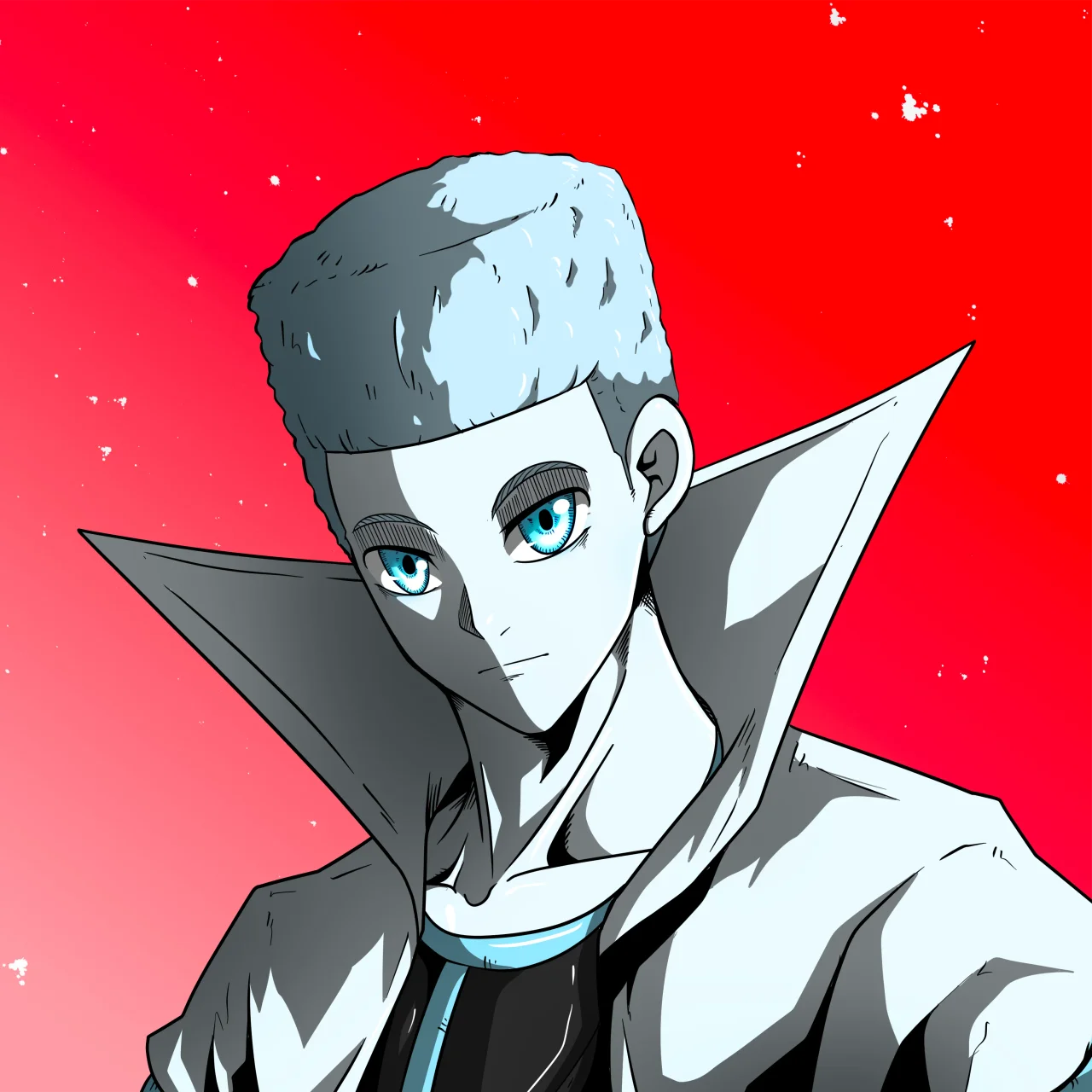 ALIEN #313. Alienzone digital collectible artwork. Eyes: Sêmoku; Hair: Shikakui; Mark: None.