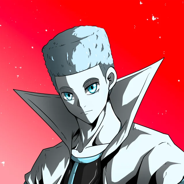 ALIEN #313. Alienzone digital collectible artwork. Eyes: Sêmoku; Hair: Shikakui; Mark: None.