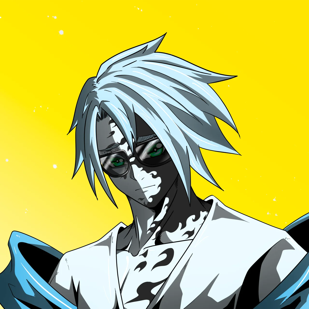 ALIEN #321. Alienzone digital collectible artwork. Eyes: Kôhaimoku; Hair: Bôshuku; Mark: Bachiadari.