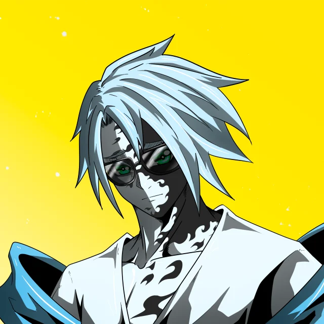 ALIEN #321. Alienzone digital collectible artwork. Eyes: Kôhaimoku; Hair: Bôshuku; Mark: Bachiadari.