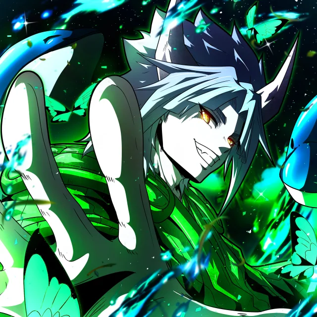 ALIEN #34. Alienzone digital collectible artwork. Eyes: Midoriiro no Me; Hair: Midoriiro no Kami; Mark: Green.