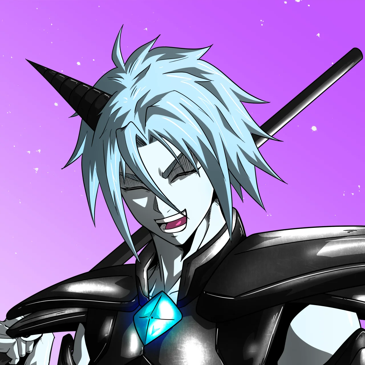 ALIEN #340. Illustration du NFT Alienzone. Eyes: Hêmoku; Hair: Anben; Mark: None.