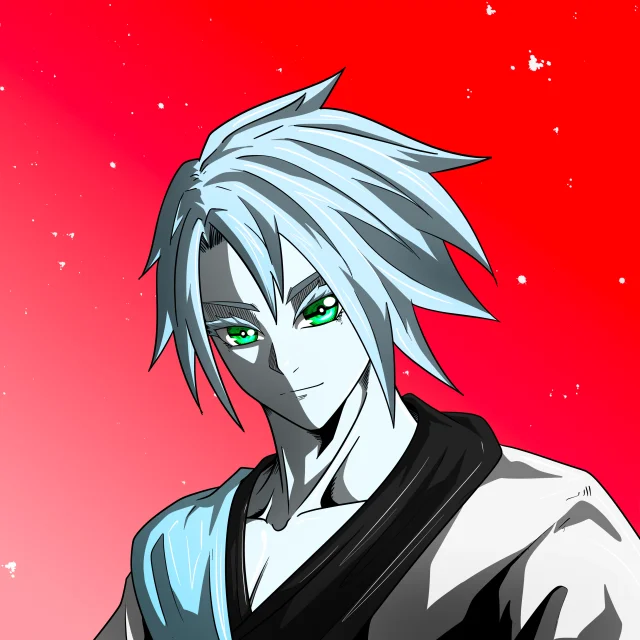 ALIEN #346. Illustration du NFT Alienzone. Eyes: Kôhaimoku; Hair: Bôshuku; Mark: None.