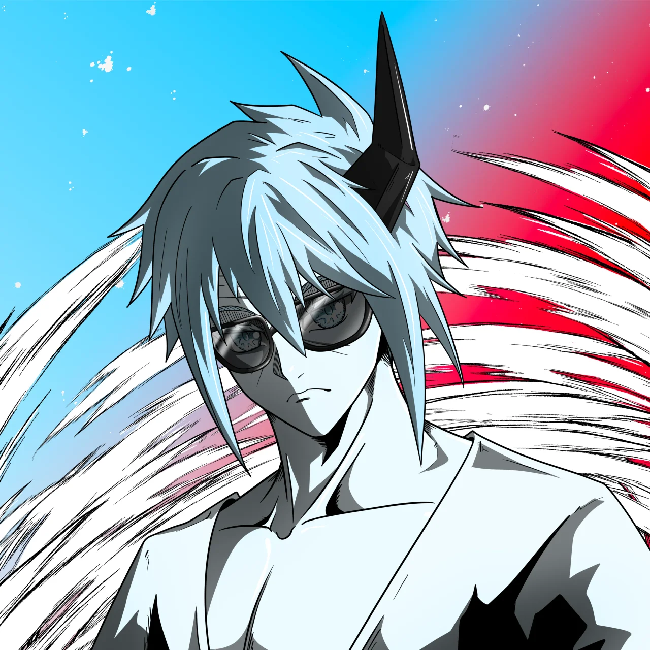 ALIEN #347. Illustration du NFT Alienzone. Eyes: Jûtenteki; Hair: Ôben; Mark: Senzo.