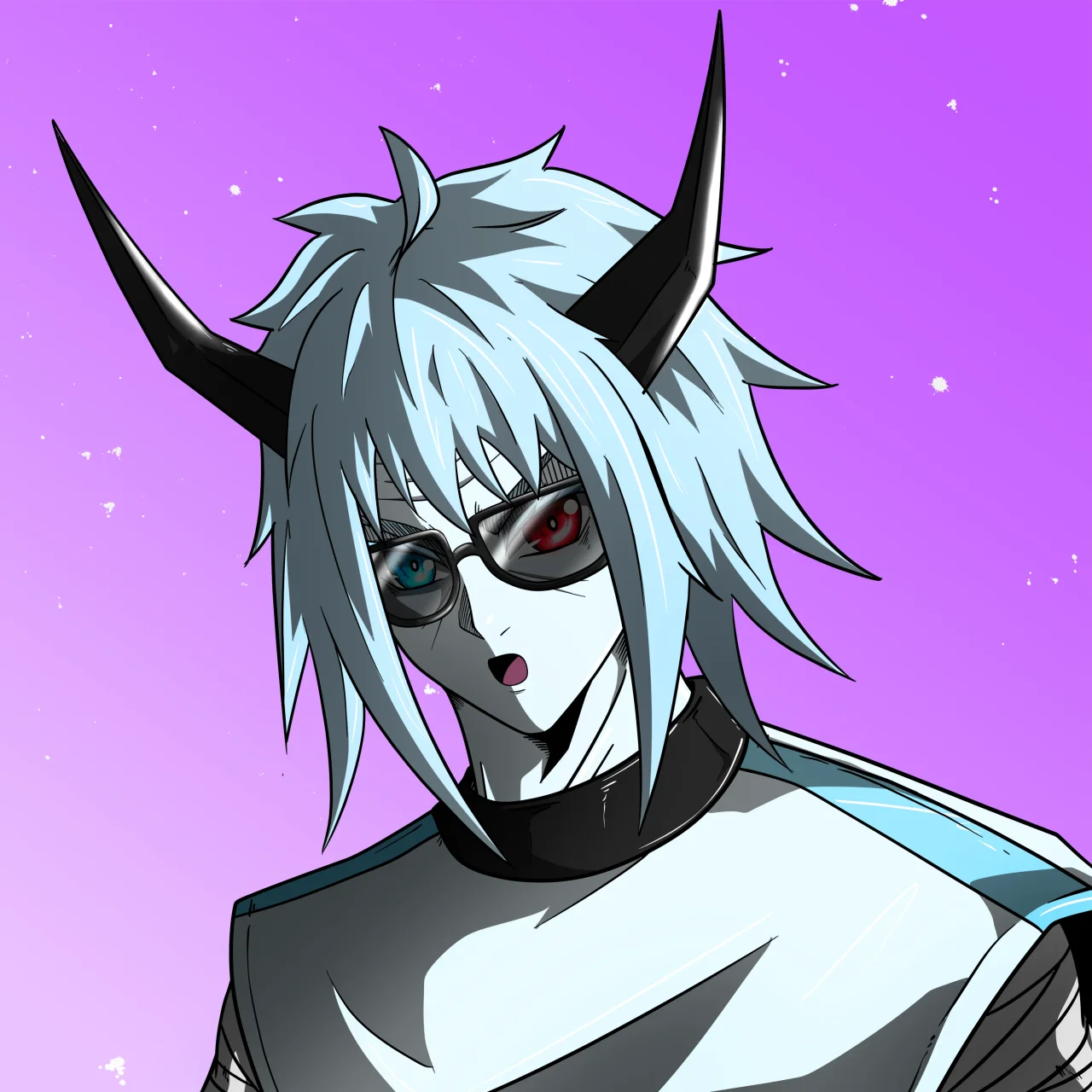 ALIEN #354. Illustration du NFT Alienzone. Eyes: Kôsaiishoku; Hair: Akuma; Mark: Senzo.