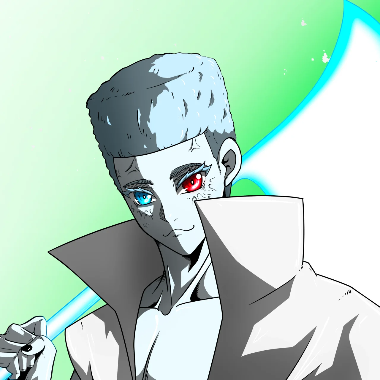ALIEN #365. Alienzone digital collectible artwork. Eyes: Kôsaiishoku; Hair: Shikakui; Mark: Kekkan.