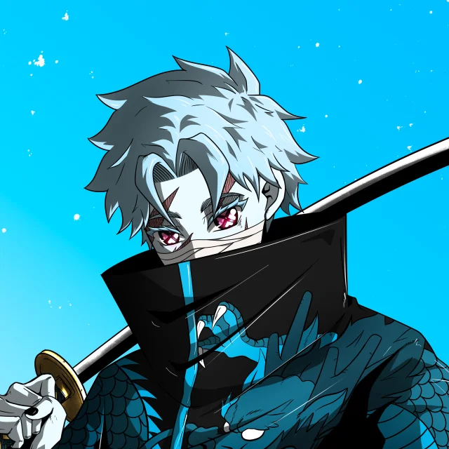 ALIEN #368. Illustration du NFT Alienzone. Eyes: Shinmoku; Hair: Hankôteki; Mark: Fushô.