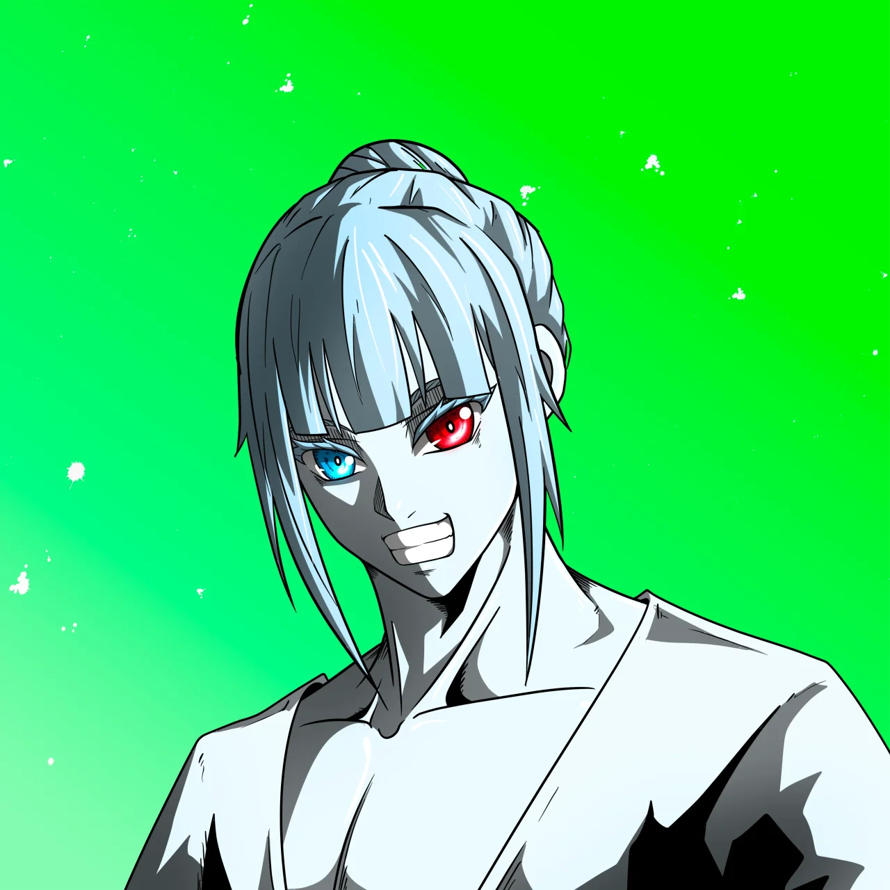 ALIEN #372. Alienzone digital collectible artwork. Eyes: Kôsaiishoku; Hair: Kêkan; Mark: None.