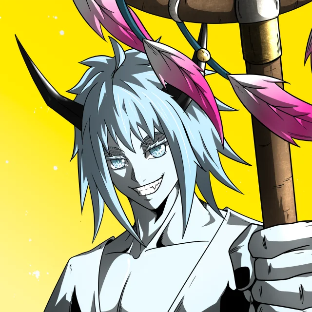 ALIEN #380. Illustration du NFT Alienzone. Eyes: Jûtenteki; Hair: Akuma; Mark: None.