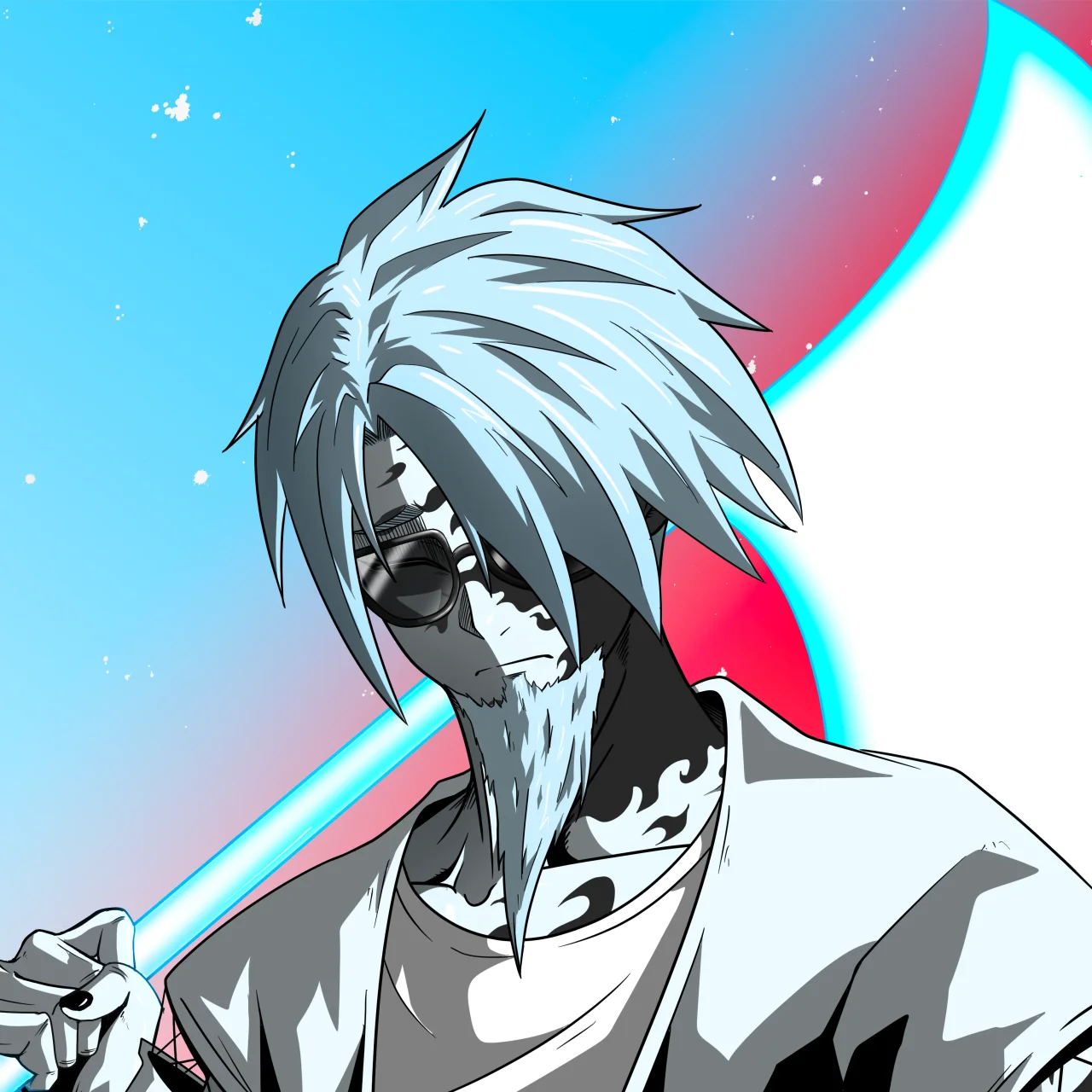 ALIEN #39. Alienzone digital collectible artwork. Eyes: Hêmoku; Hair: Hidarime; Mark: Bachiadari.