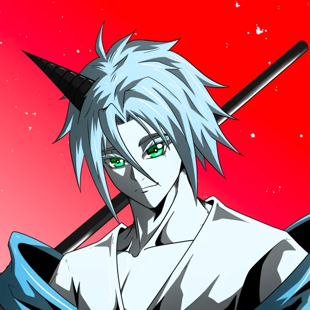 ALIEN #392. Illustration du NFT Alienzone. Eyes: Kôhaimoku; Hair: Anben; Mark: None.