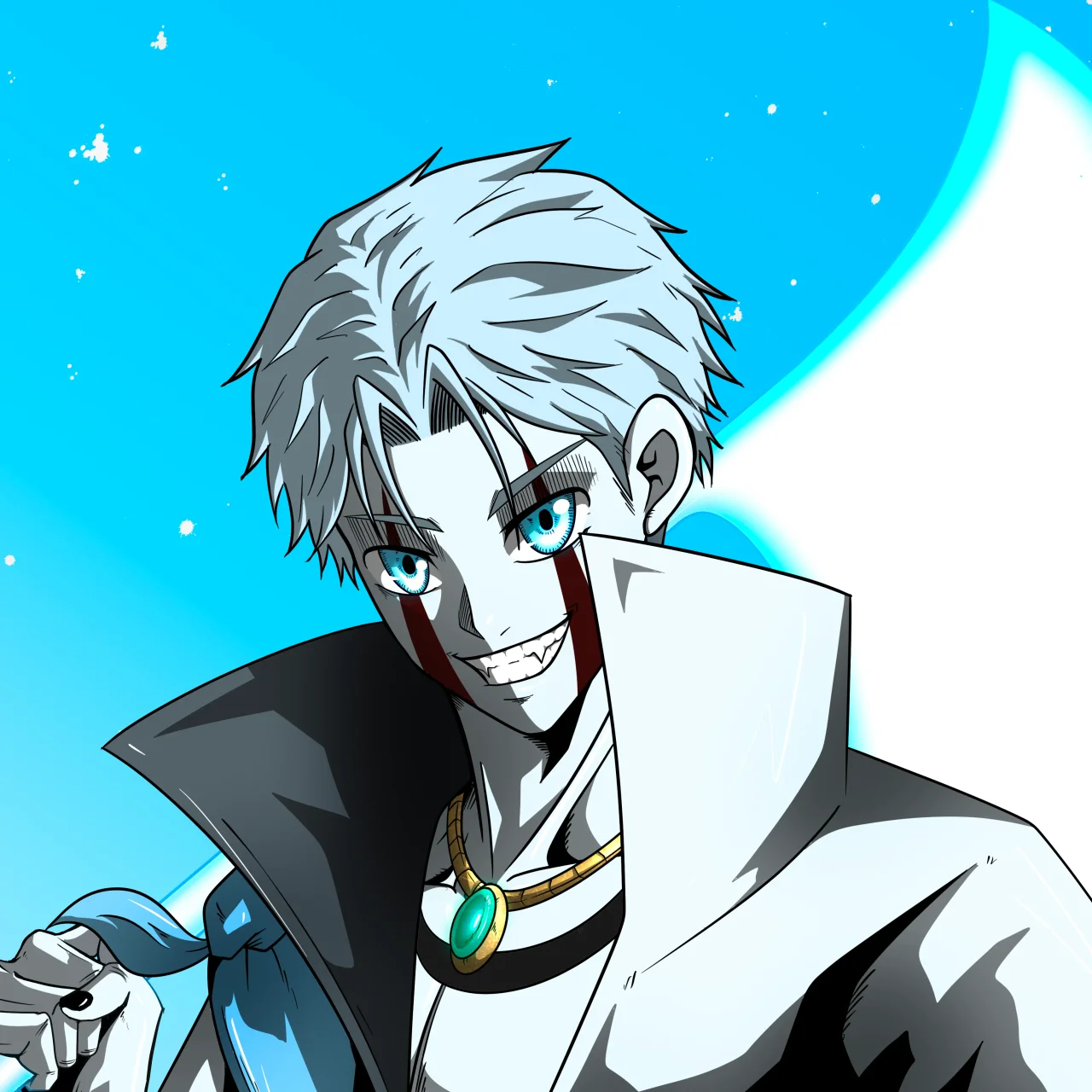 ALIEN #395. Illustration du NFT Alienzone. Eyes: Sêmoku; Hair: Ikemen; Mark: Yaban.