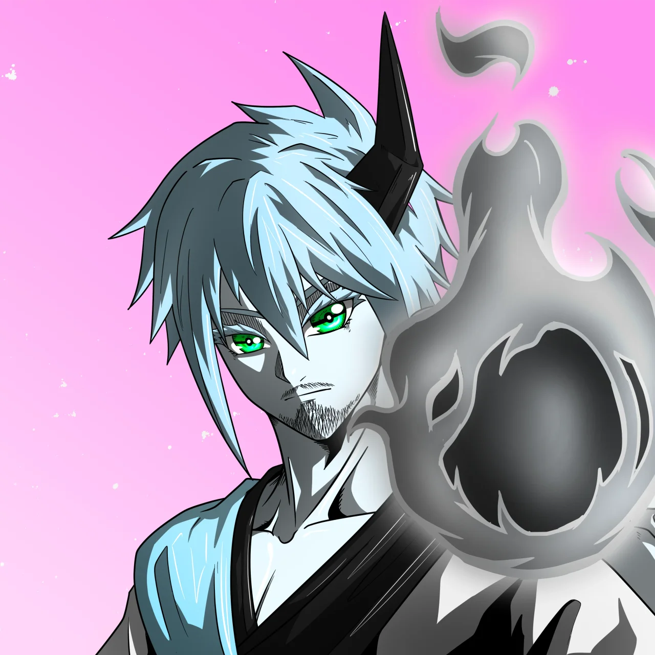 ALIEN #40. Illustration du NFT Alienzone. Eyes: Kôhaimoku; Hair: Ôben; Mark: None.