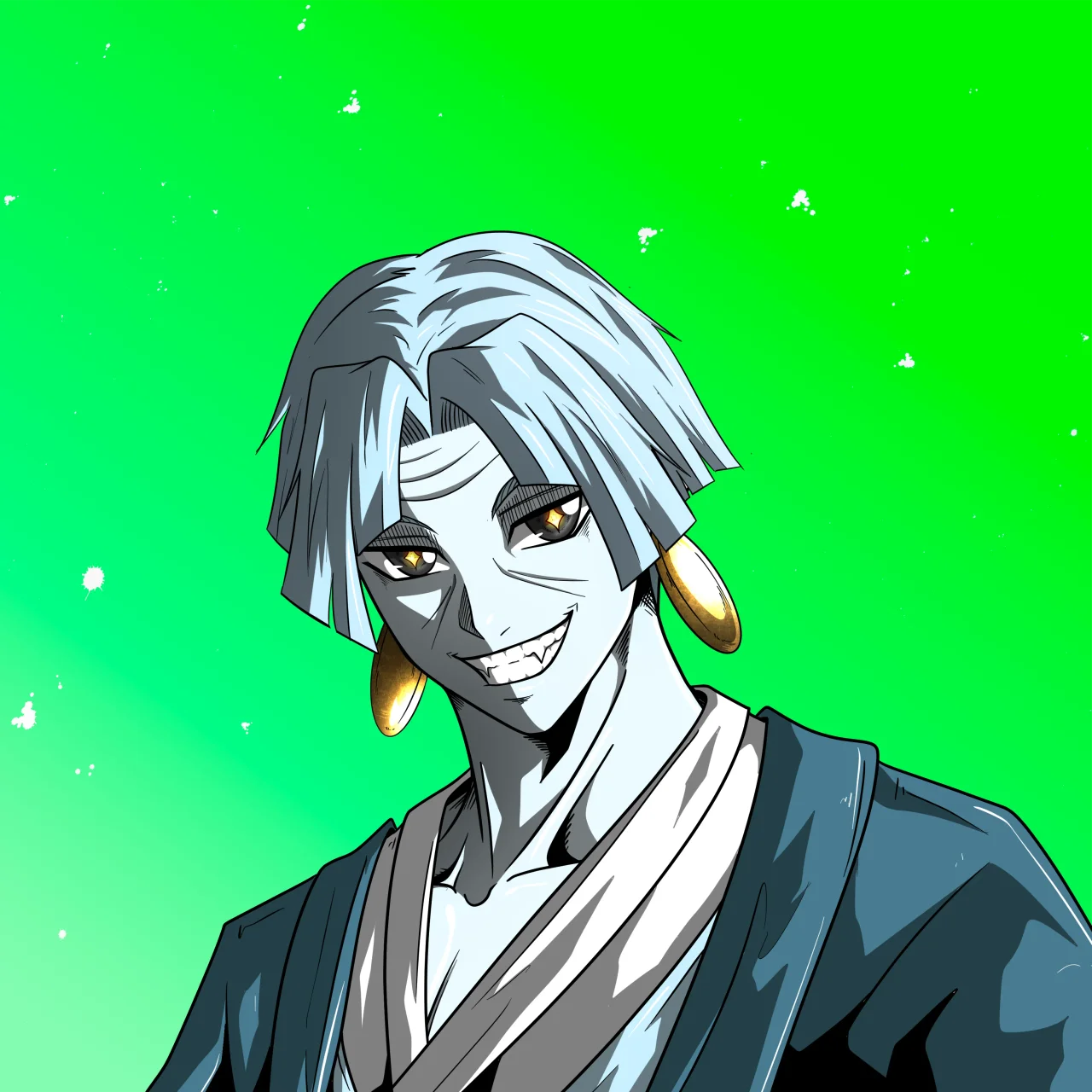 ALIEN #402. Alienzone digital collectible artwork. Eyes: Myôri; Hair: Zenbatsu; Mark: Senzo.