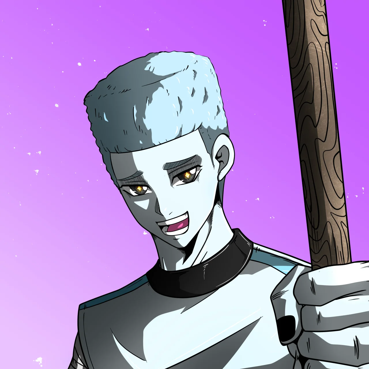 ALIEN #406. Alienzone digital collectible artwork. Eyes: Myôri; Hair: Shikakui; Mark: None.