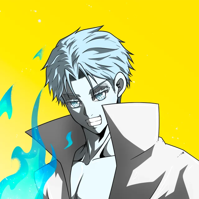 ALIEN #415. Illustration du NFT Alienzone. Eyes: Jûtenteki; Hair: Ikemen; Mark: None.