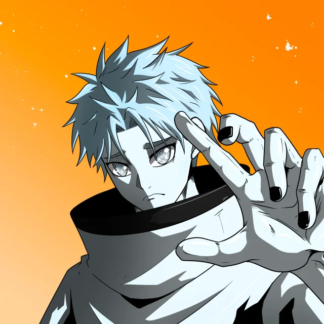 ALIEN #417. Illustration du NFT Alienzone. Eyes: Konran; Hair: Sanzoku; Mark: None.