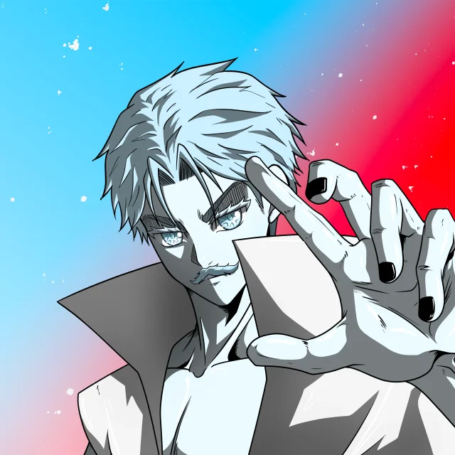 ALIEN #430. Illustration du NFT Alienzone. Eyes: Jûtenteki; Hair: Ikemen; Mark: None.