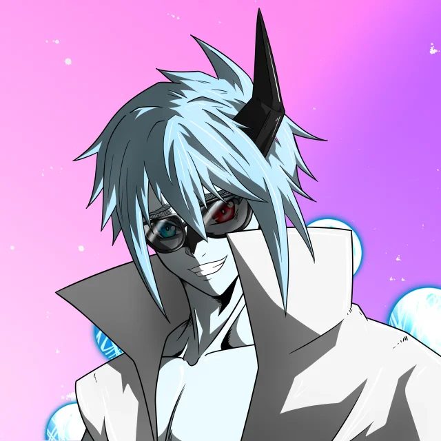 ALIEN #432. Illustration du NFT Alienzone. Eyes: Kôsaiishoku; Hair: Ôben; Mark: Seikoku.
