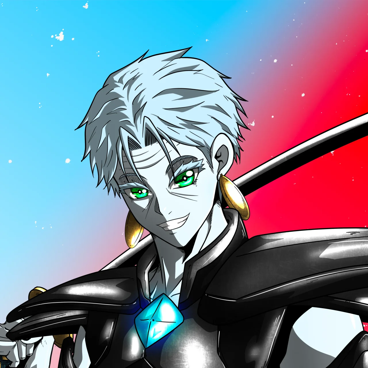 ALIEN #435. Alienzone digital collectible artwork. Eyes: Kôhaimoku; Hair: Ikemen; Mark: Senzo.