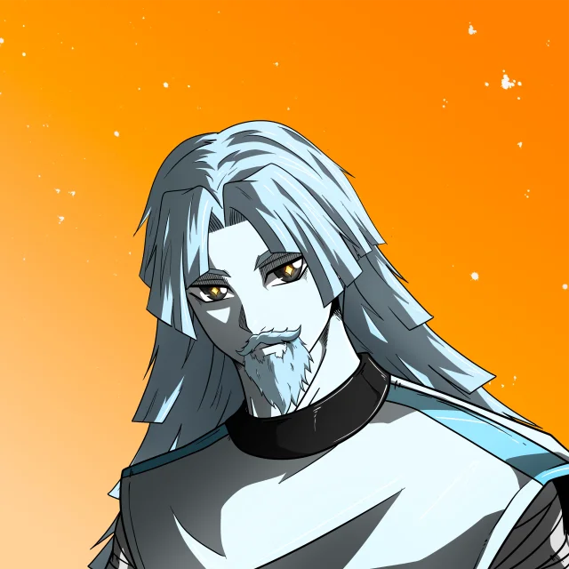 ALIEN #444. Illustration du NFT Alienzone. Eyes: Myôri; Hair: Zenbatsu II; Mark: None.