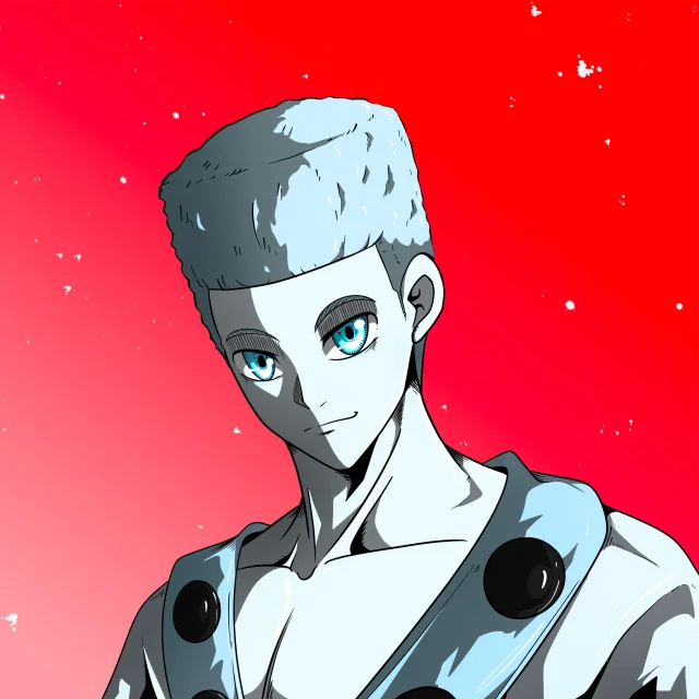 ALIEN #453. Illustration du NFT Alienzone. Eyes: Sêmoku; Hair: Shikakui; Mark: None.