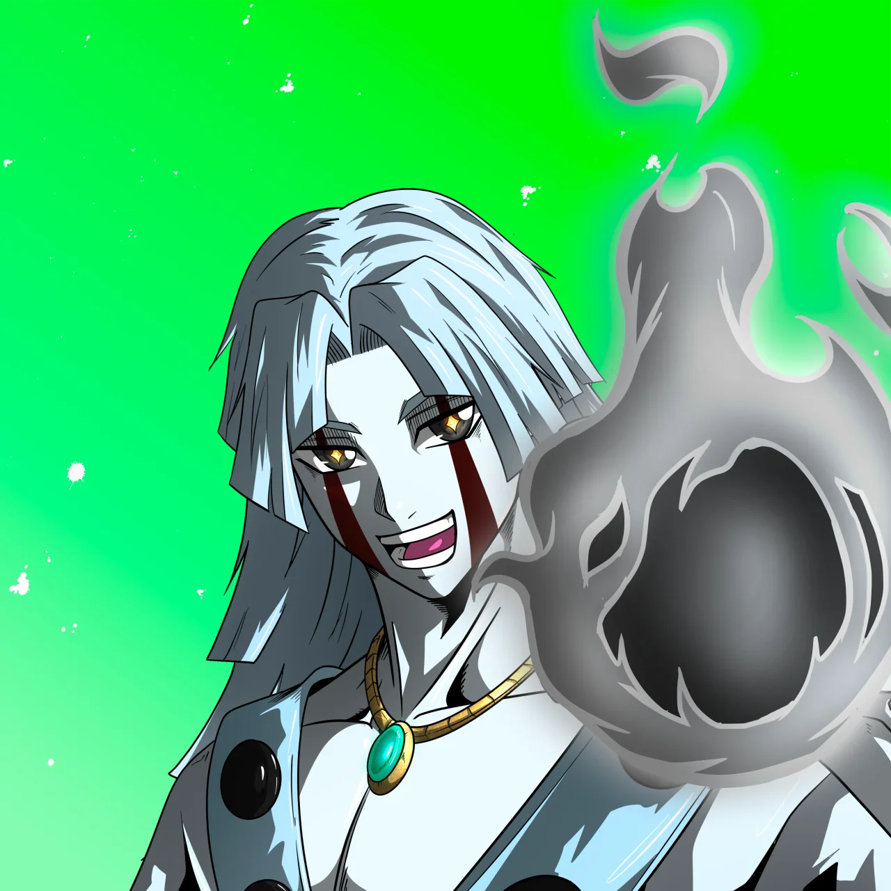 ALIEN #462. Alienzone digital collectible artwork. Eyes: Myôri; Hair: Zenbatsu II; Mark: Yaban.